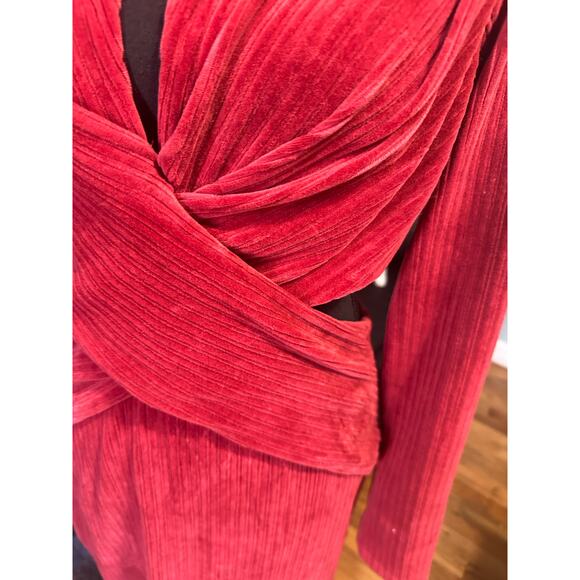 ASOS DESIGN Ribbed Midi Dress with Crossover – Deep Red - Picture 3 of 8